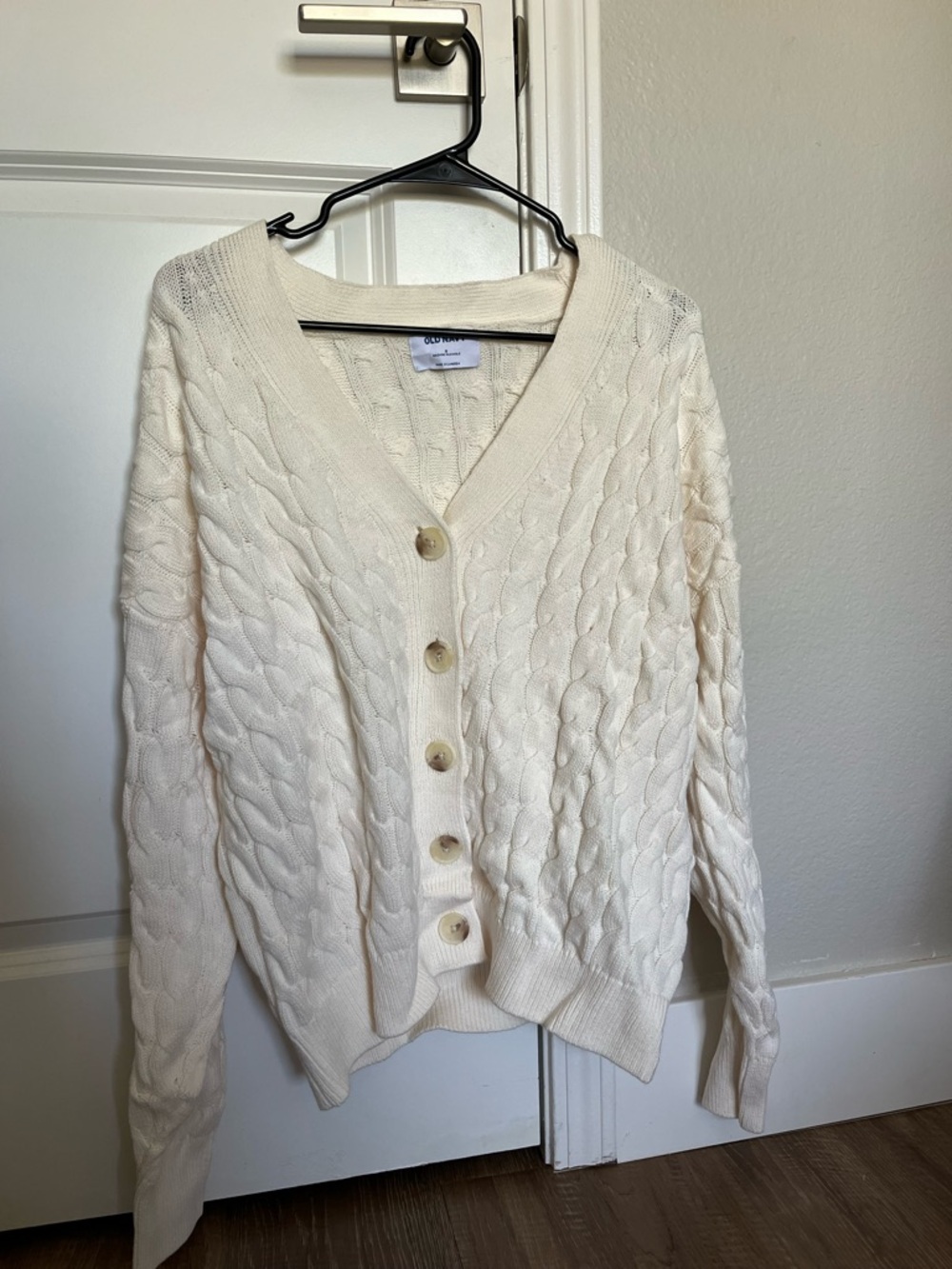 Old Navy Cream Cable-Knit Button Cardigan